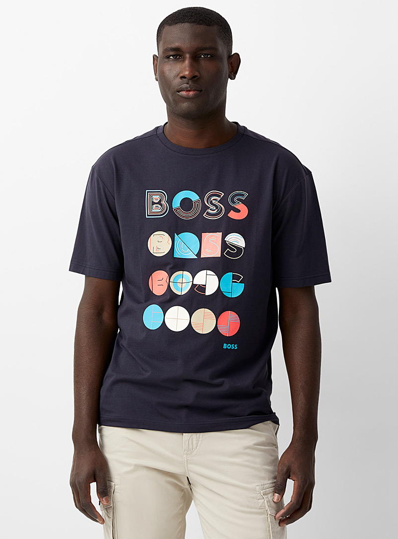 BOSS Dark Blue Disc logo T-shirt for men