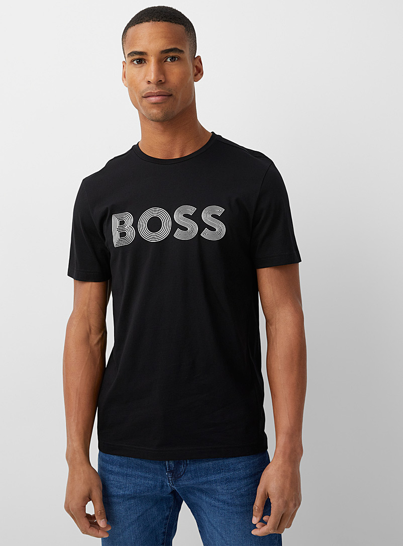 BOSS: Le t-shirt logo linéaire Noir pour homme