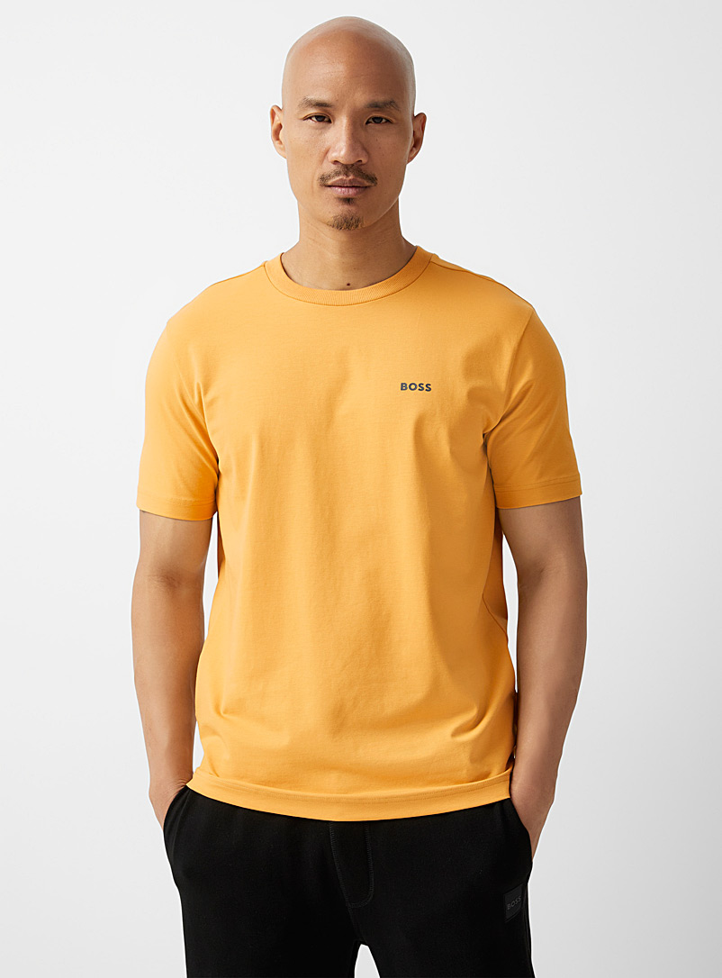 BOSS: Le t-shirt moutarde minilogo Jaune or pour homme