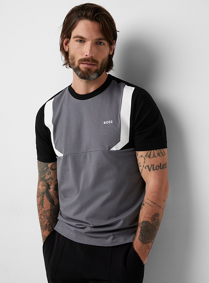 BOSS Grey Graphic block T-shirt for men
