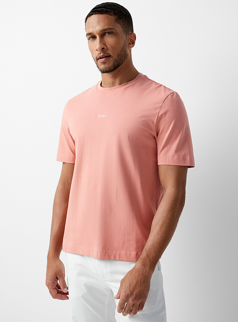 BOSS Pink 3D logo dusty pink T-shirt for men
