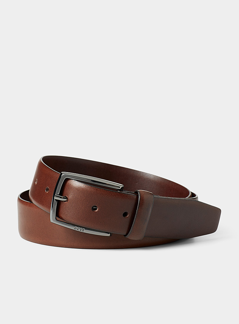 BOSS Brown Celie leather belt for men