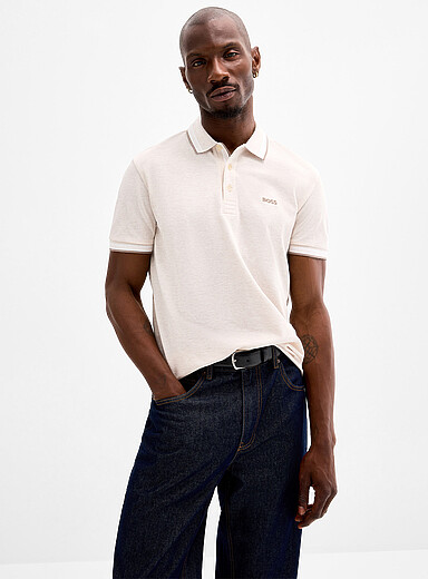 BOSS Off White Paddy piqu&eacute; polo for men