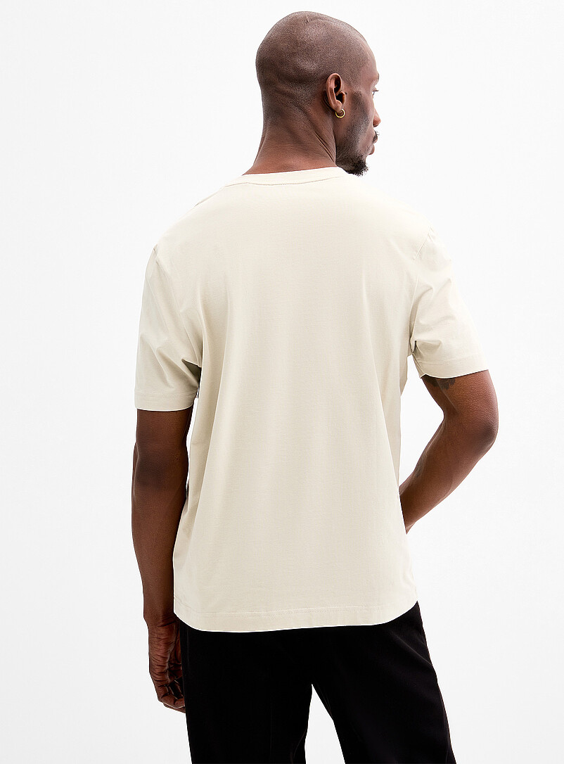 BOSS Ivory/Cream Beige Minimalist logo T-shirt for men