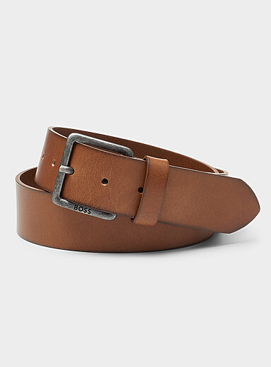 BOSS: La ceinture en cuir Jeeko Brun noisette pour homme