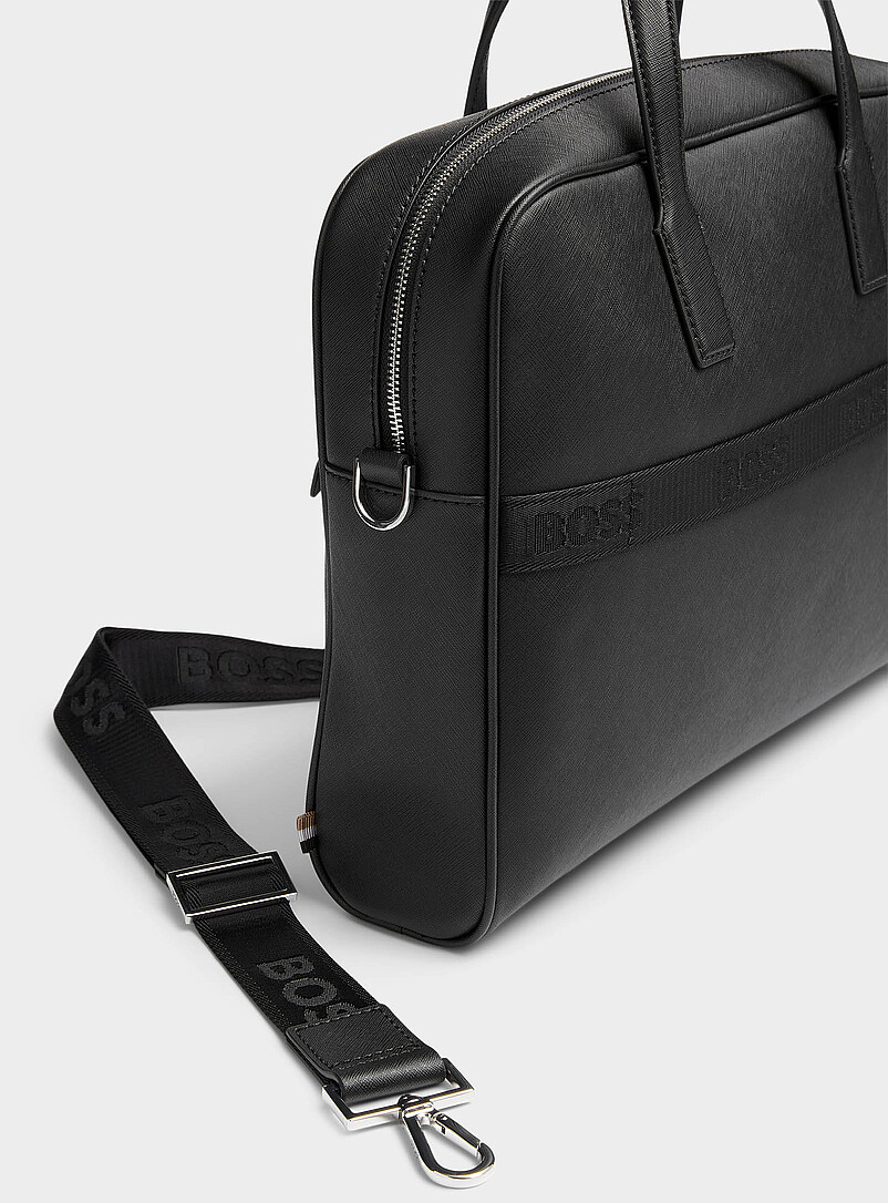 BOSS: La mallette Zair cuir r&eacute;g&eacute;n&eacute;r&eacute; Noir pour homme