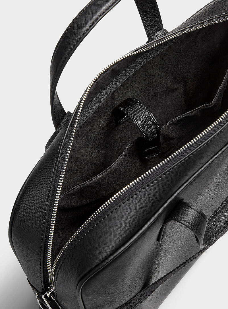 BOSS: La mallette Zair cuir r&eacute;g&eacute;n&eacute;r&eacute; Noir pour homme