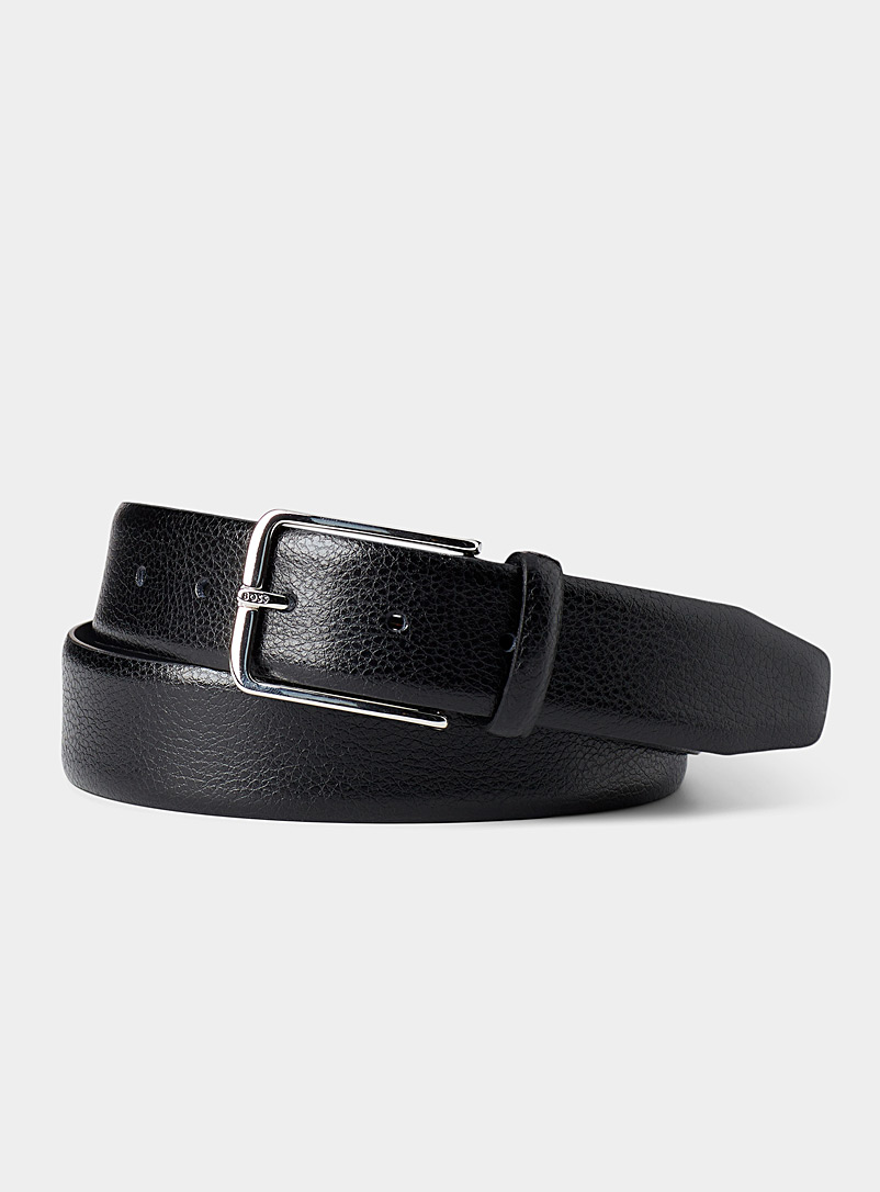 BOSS Black Pebbled leather belt for men