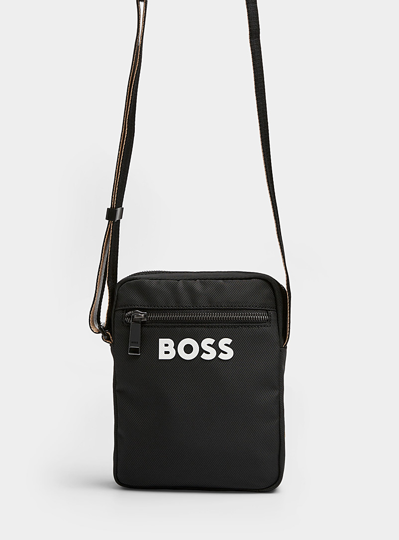 BOSS Black Two-tone canvas shoulder bag for men