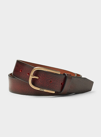 Kai aged-effect leather belt | BOSS | | Simons