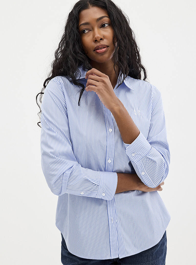 Chemise Tunique An'ge - Rayures Bleues Fines - Taille 3 - Manches Courtes - Très Bon état