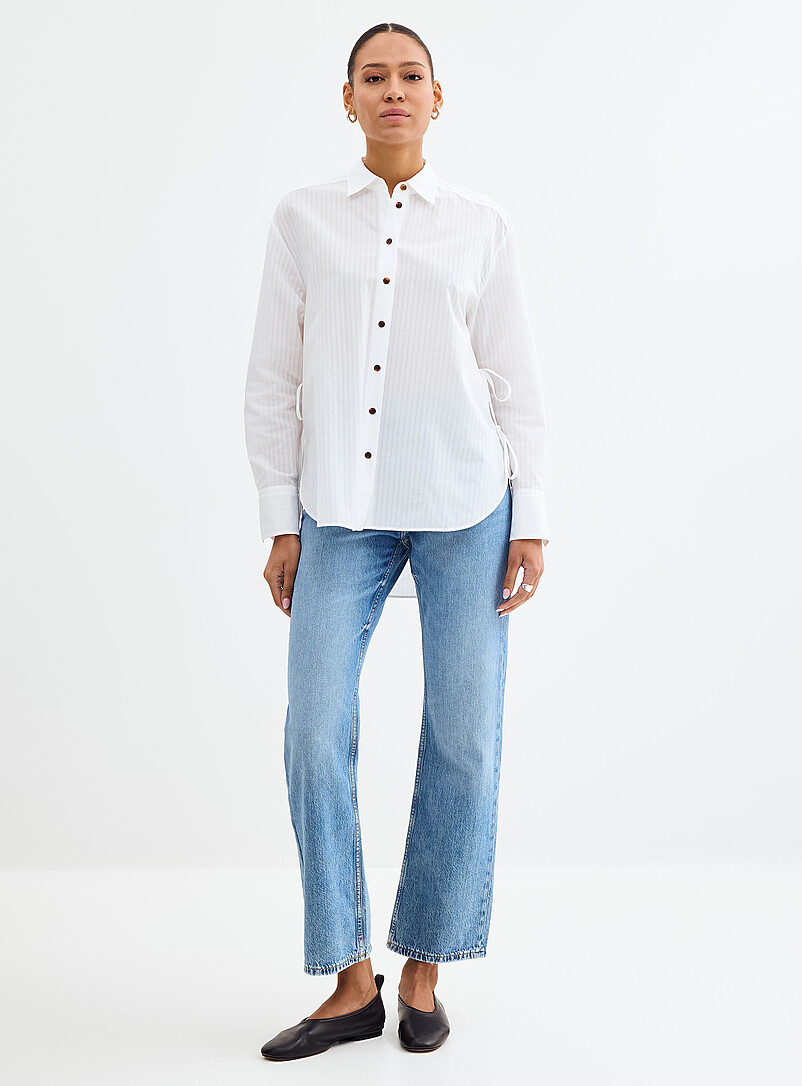 HUGO: La chemise c&ocirc;t&eacute;s nou&eacute;s Erigeron Blanc pour femme