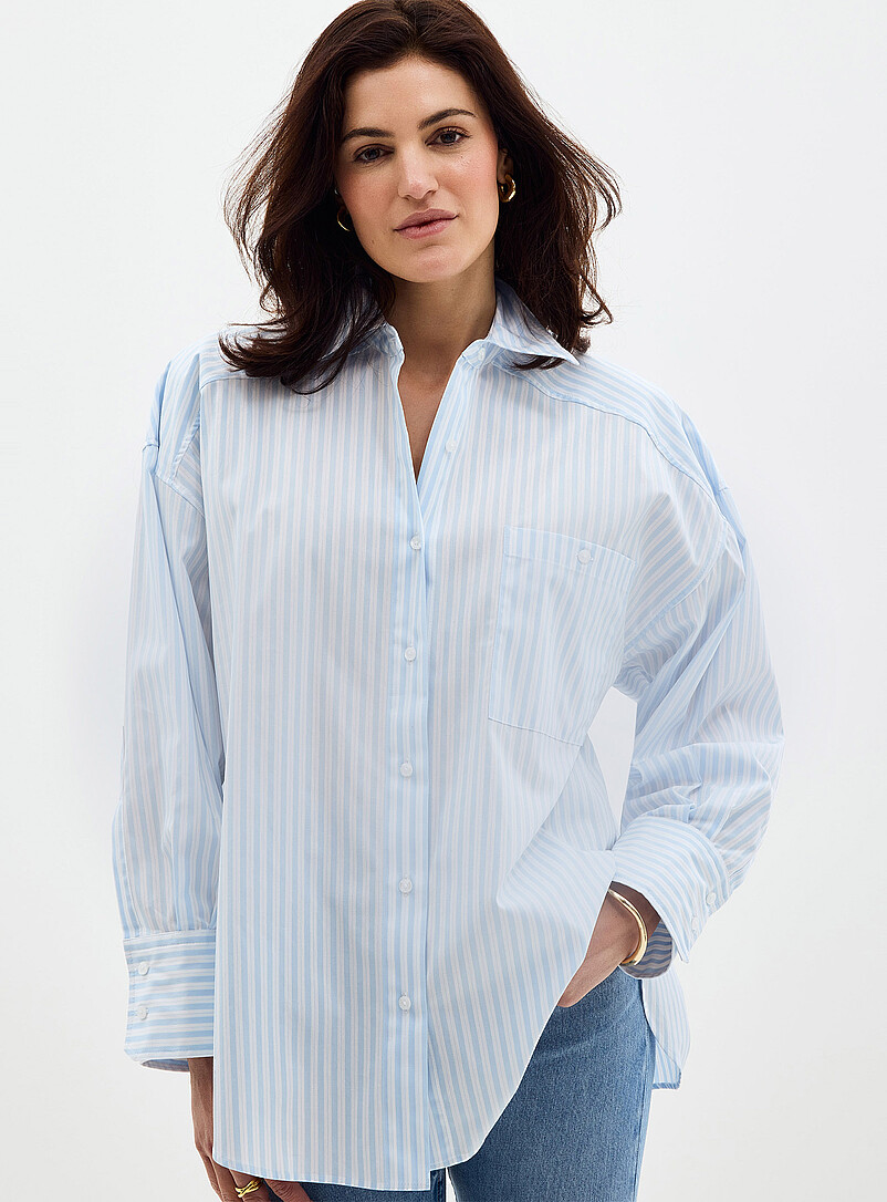 HUGO: La chemise ample rayures bleues Eustyna Bleu &agrave; motifs pour femme