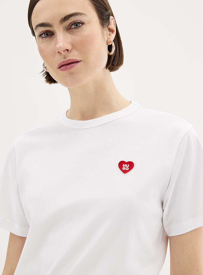 Embroidered heart casual T-shirt | HUGO | Women's Short-Sleeve T