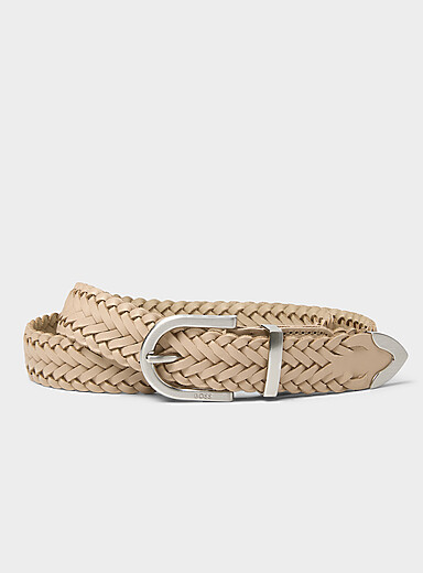 Beige braided belt