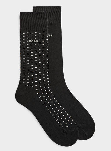 Solid/mini-pattern dress socks 2-pack