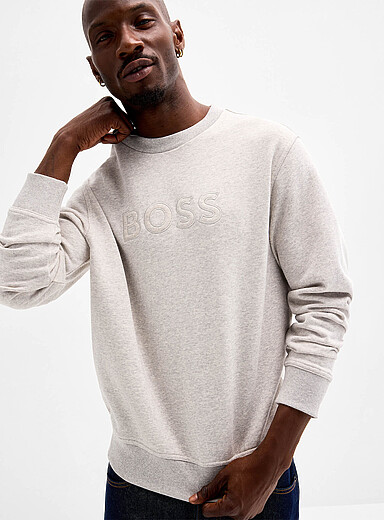 BOSS Light Grey Tone-on-tone logo sweatshirt for men