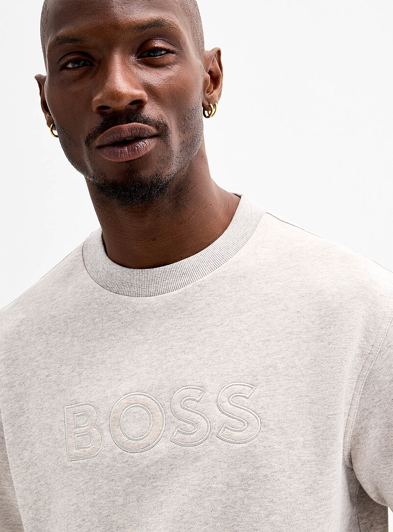 BOSS: Le sweat logo ton sur ton Greige  pour homme