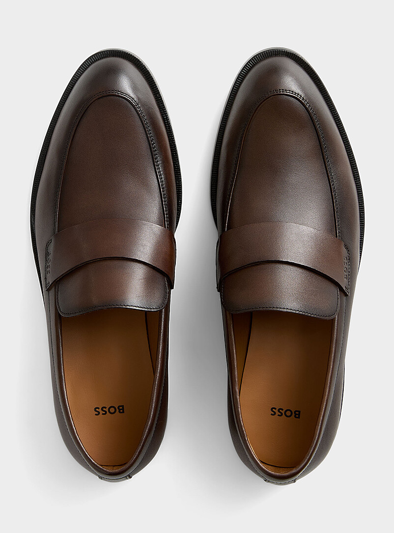 BOSS: Le fl&acirc;neur Tayil cuir brun Homme Brun pour homme