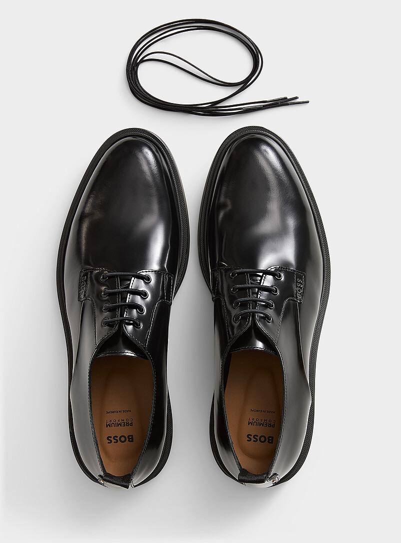 BOSS: La chaussure derby Calev cuir lisse Homme Noir pour homme