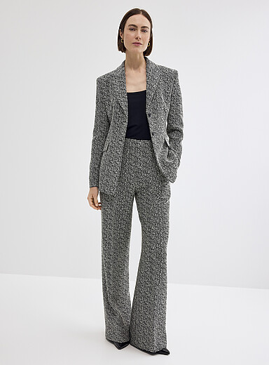 Hasmina black-and-white tweed pant <b>Fit: Wide leg, high rise</b>