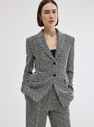 Asmalla black-and-white tweed blazer