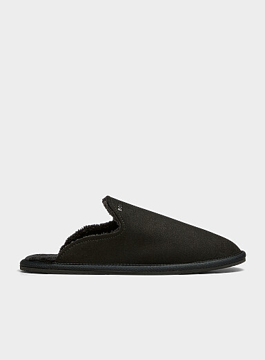 Fleece-lined mule slippers Men