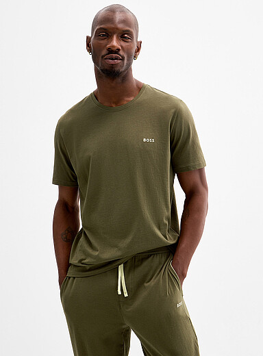 BOSS Mossy Green Neutral ultra-comfortable T-shirt for men