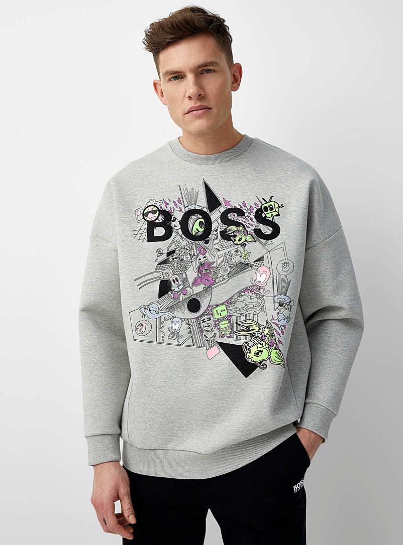 BOSS Grey Salbo Lotus sweatshirt for men