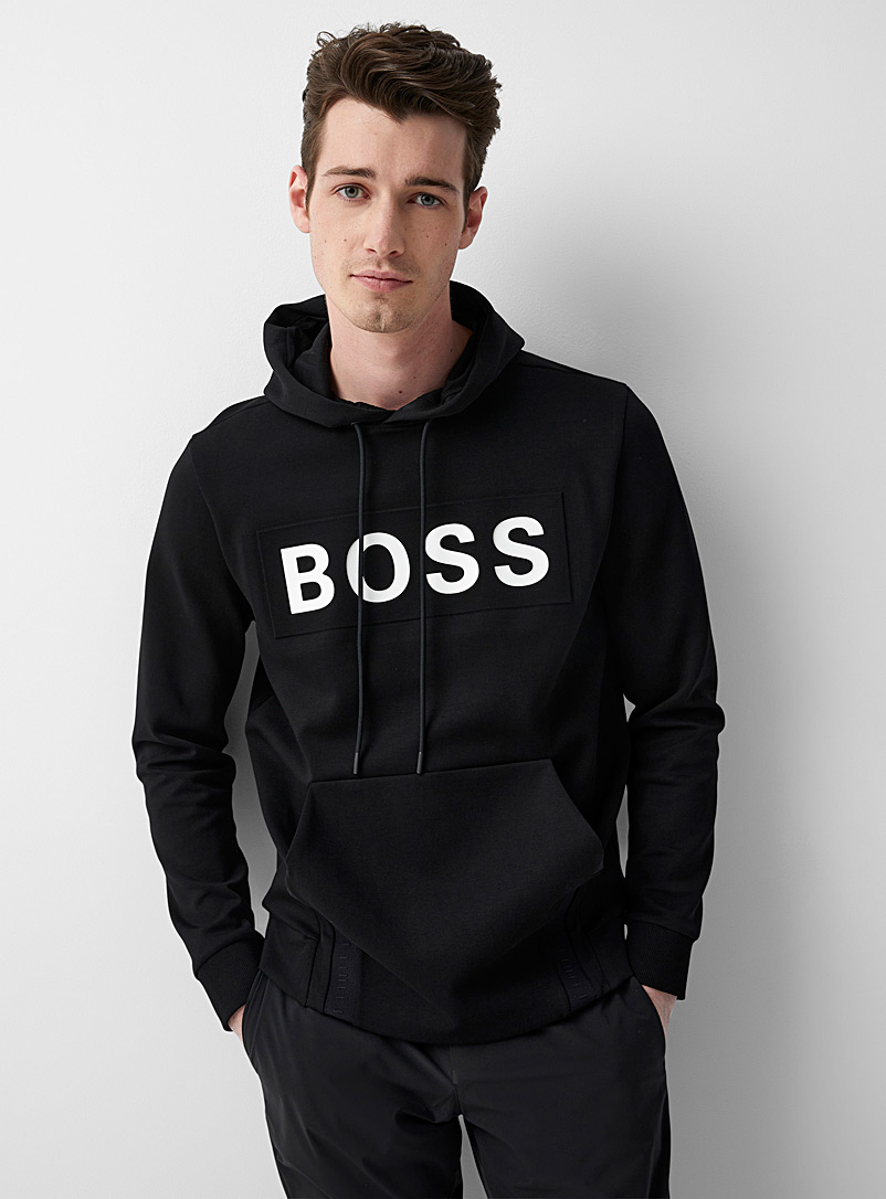 BOSS Black Embossed logo hoodie for men
