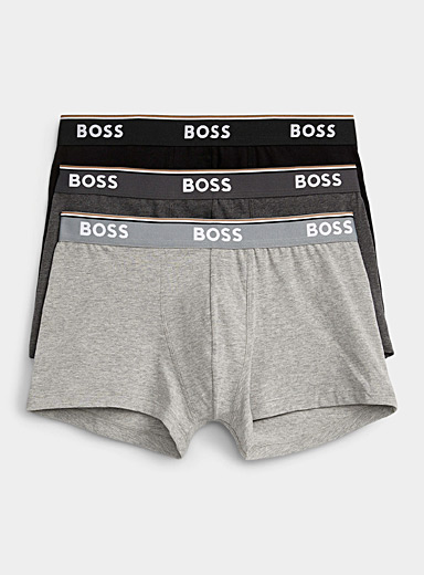 BOSS Charcoal 2" BOSS essential trunks Cotton 3-pack for men