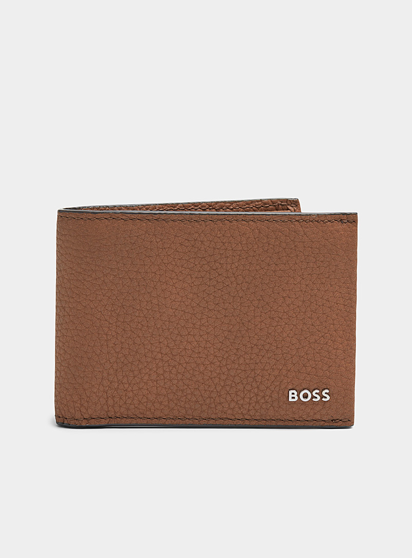 BOSS Fawn Crosstown grained leather wallet for men