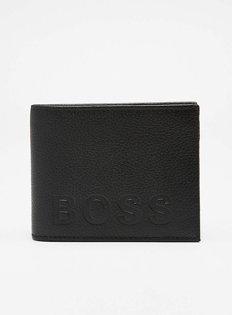 BOSS Black Embossed logo leather wallet for men