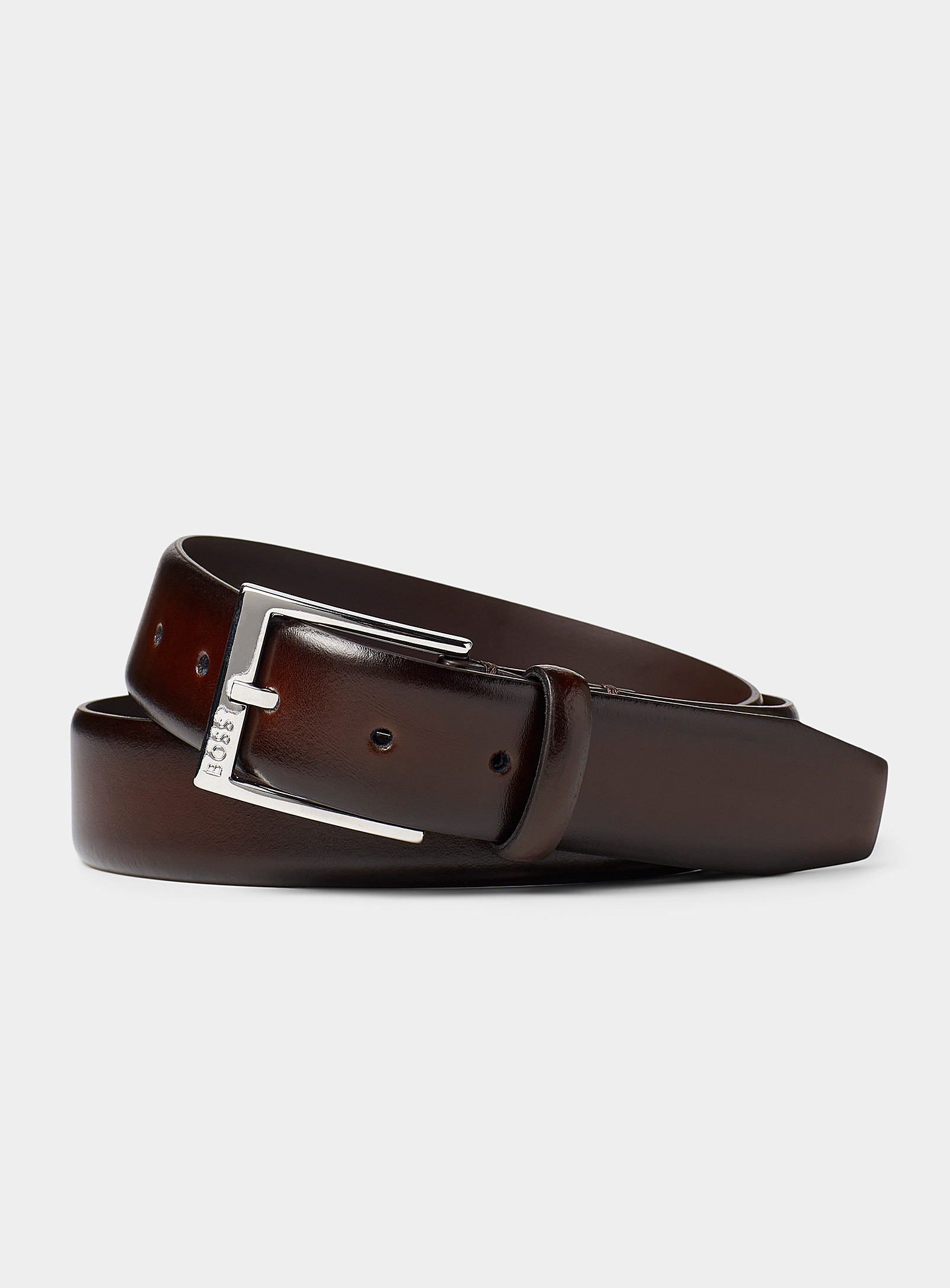 BOSS - Smooth Italian leather belt (Men, Brown, 40)
