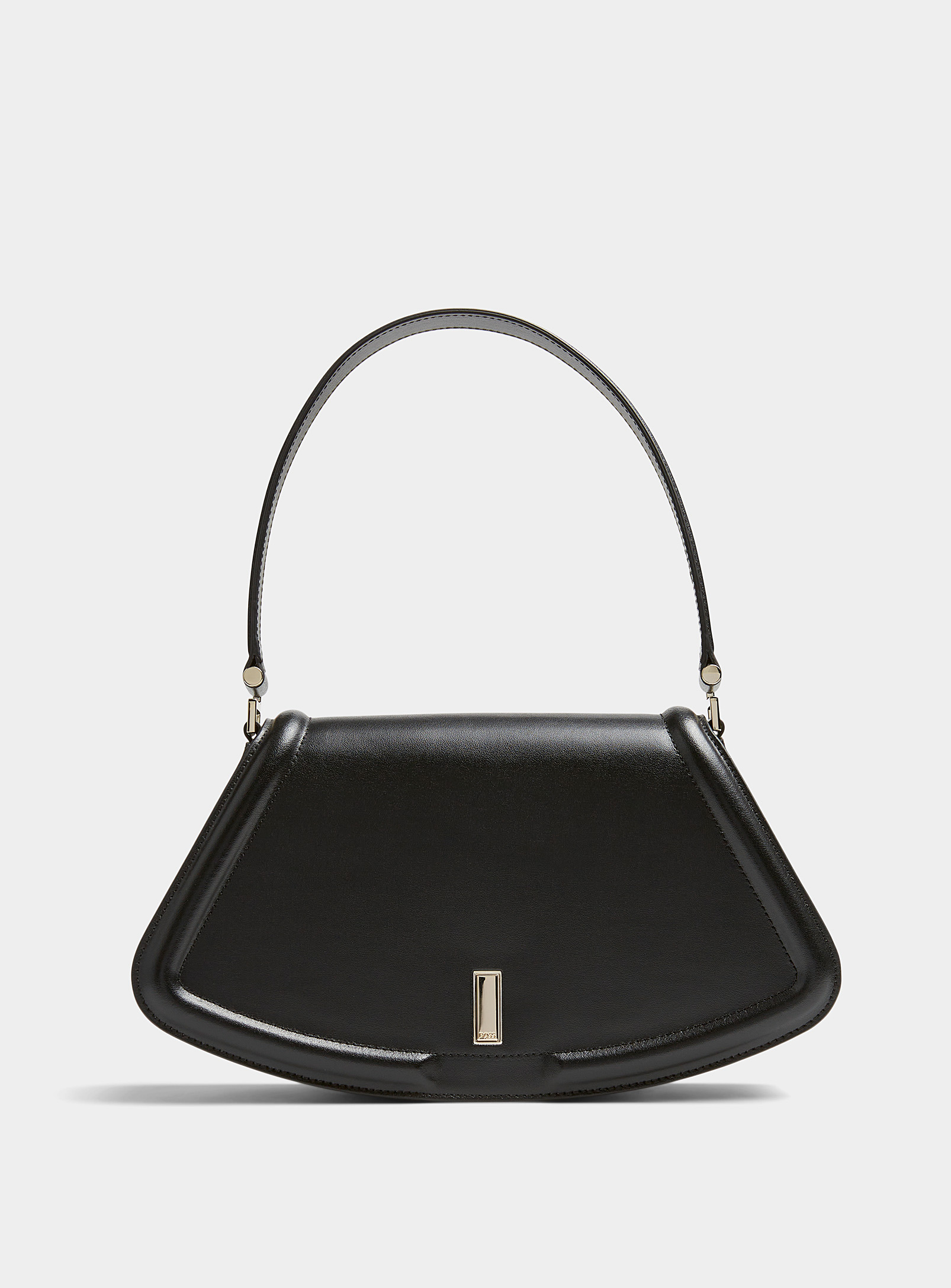 Hugo Boss Ariell Structured Leather Baguette Bag In Black