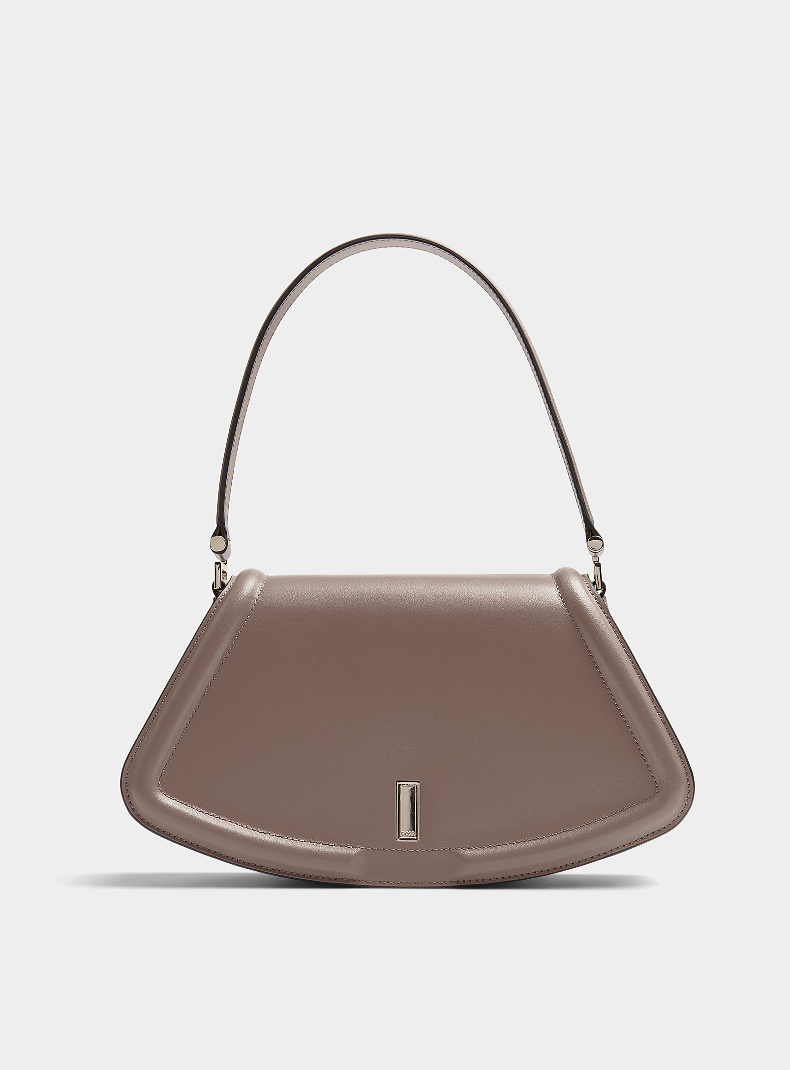 Hugo Boss Ariell Structured Leather Baguette Bag In Light Brown