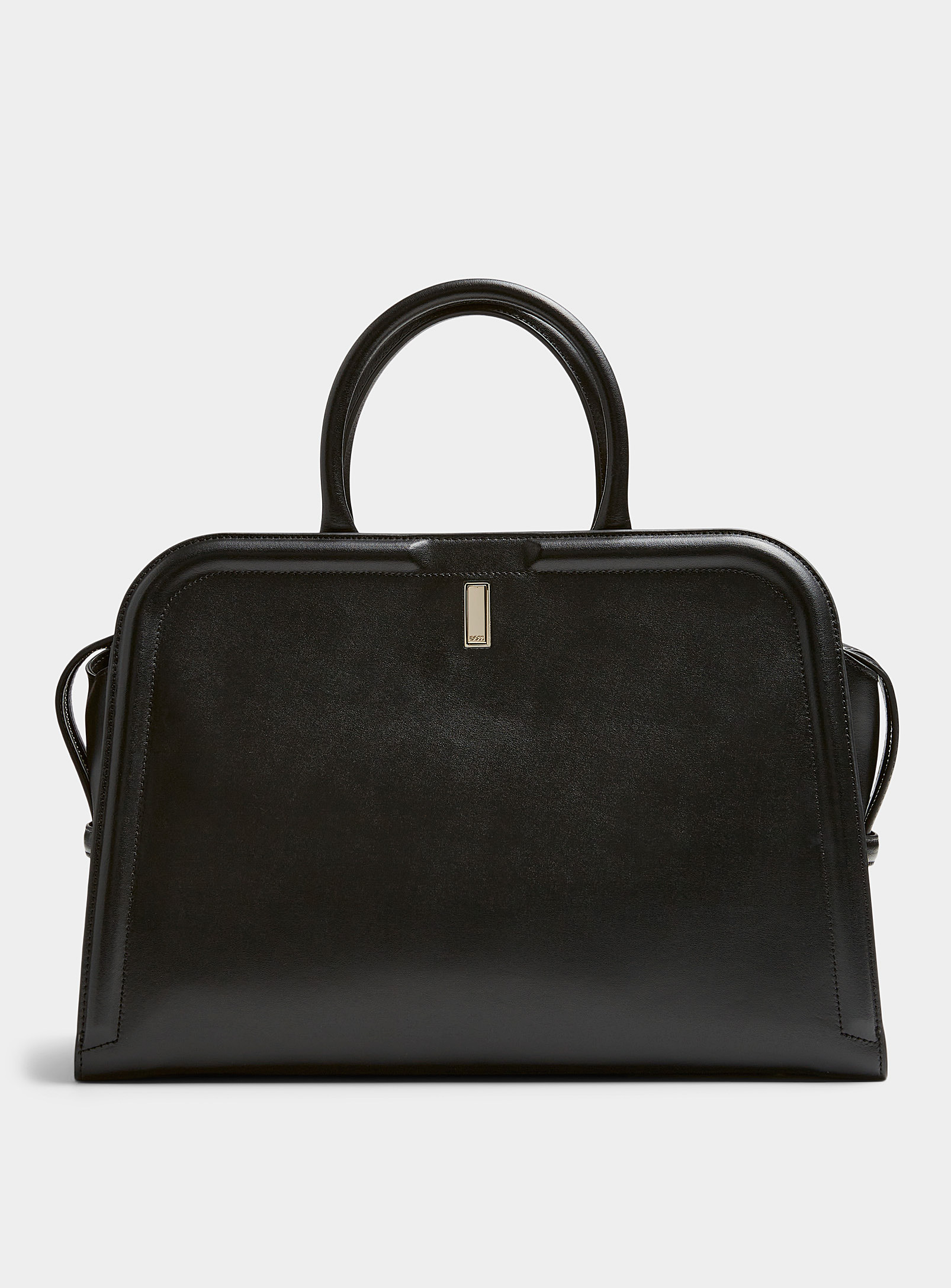 Hugo Boss Ariell Leather Work Tote In Black