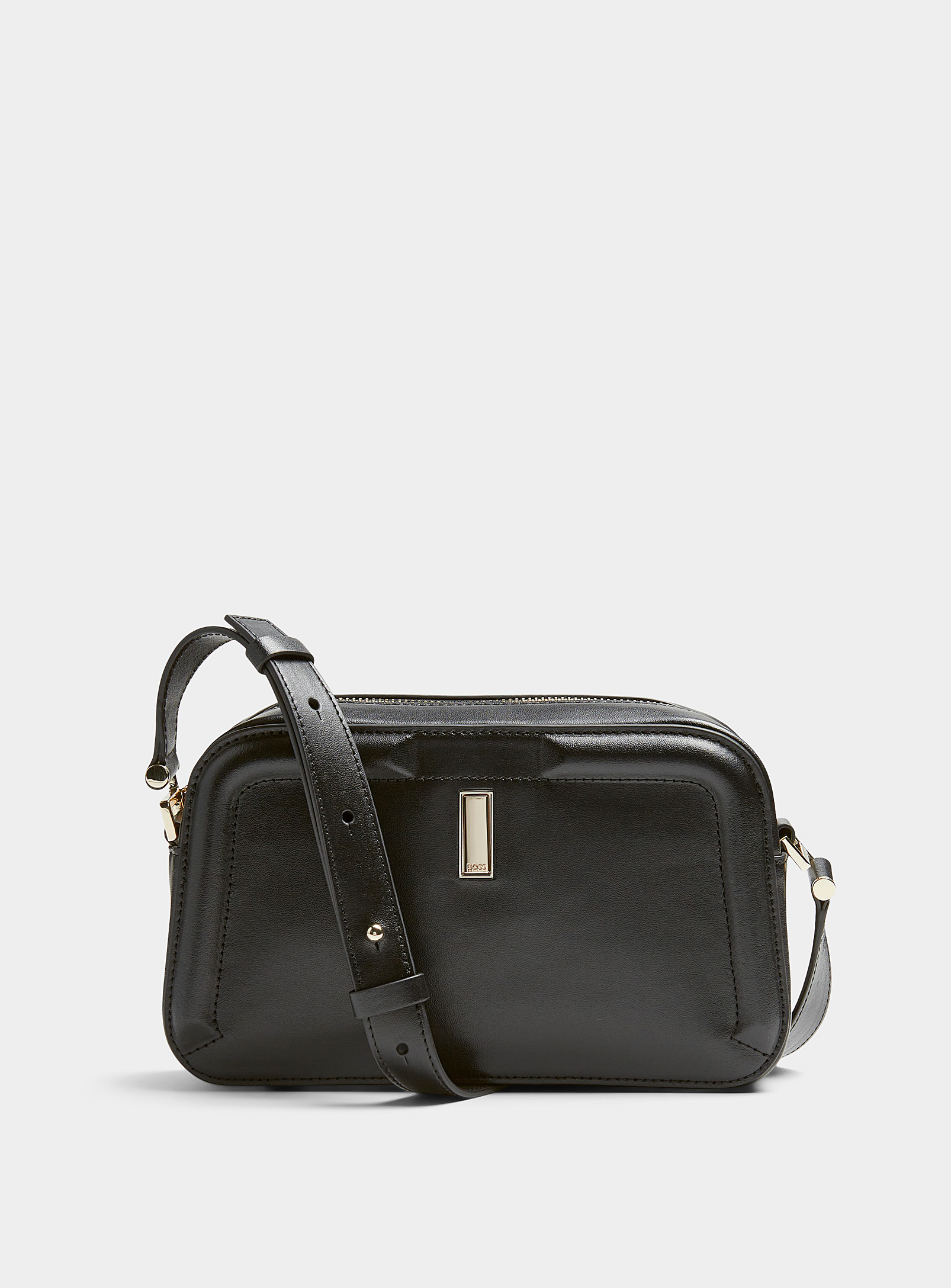 Hugo Boss Ariell Structured Leather Crossbody Bag In Black