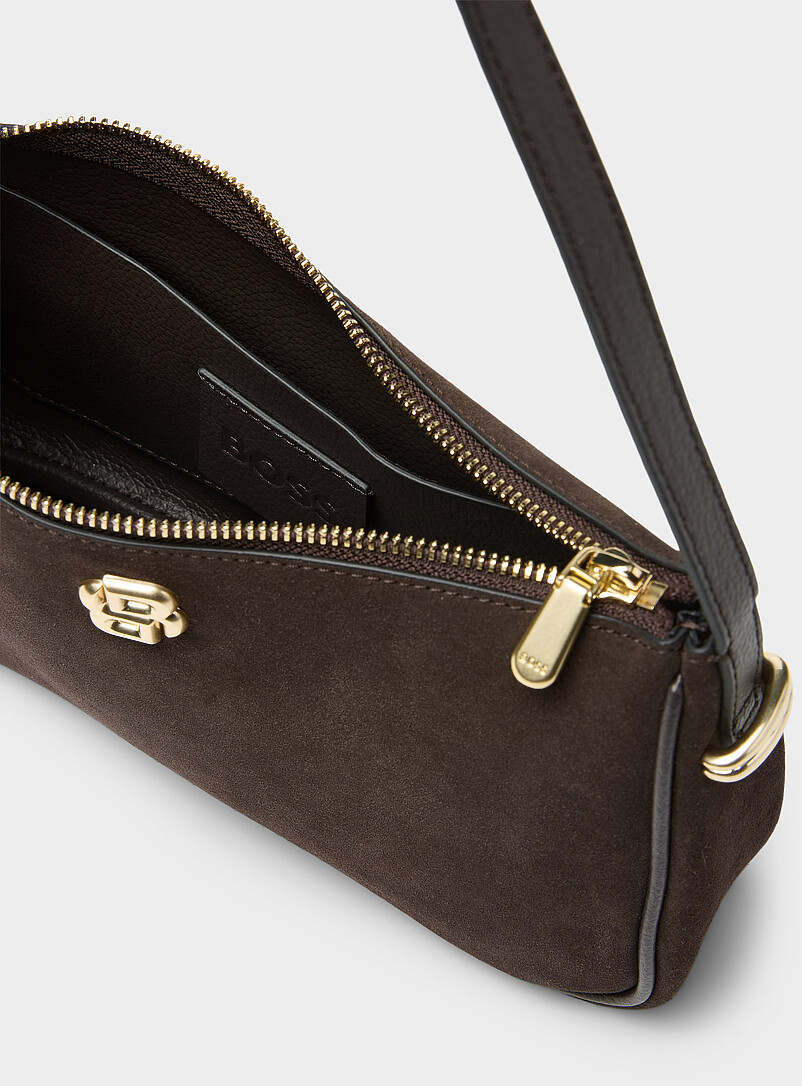 Metallic-logo suede shoulder bag product image 3