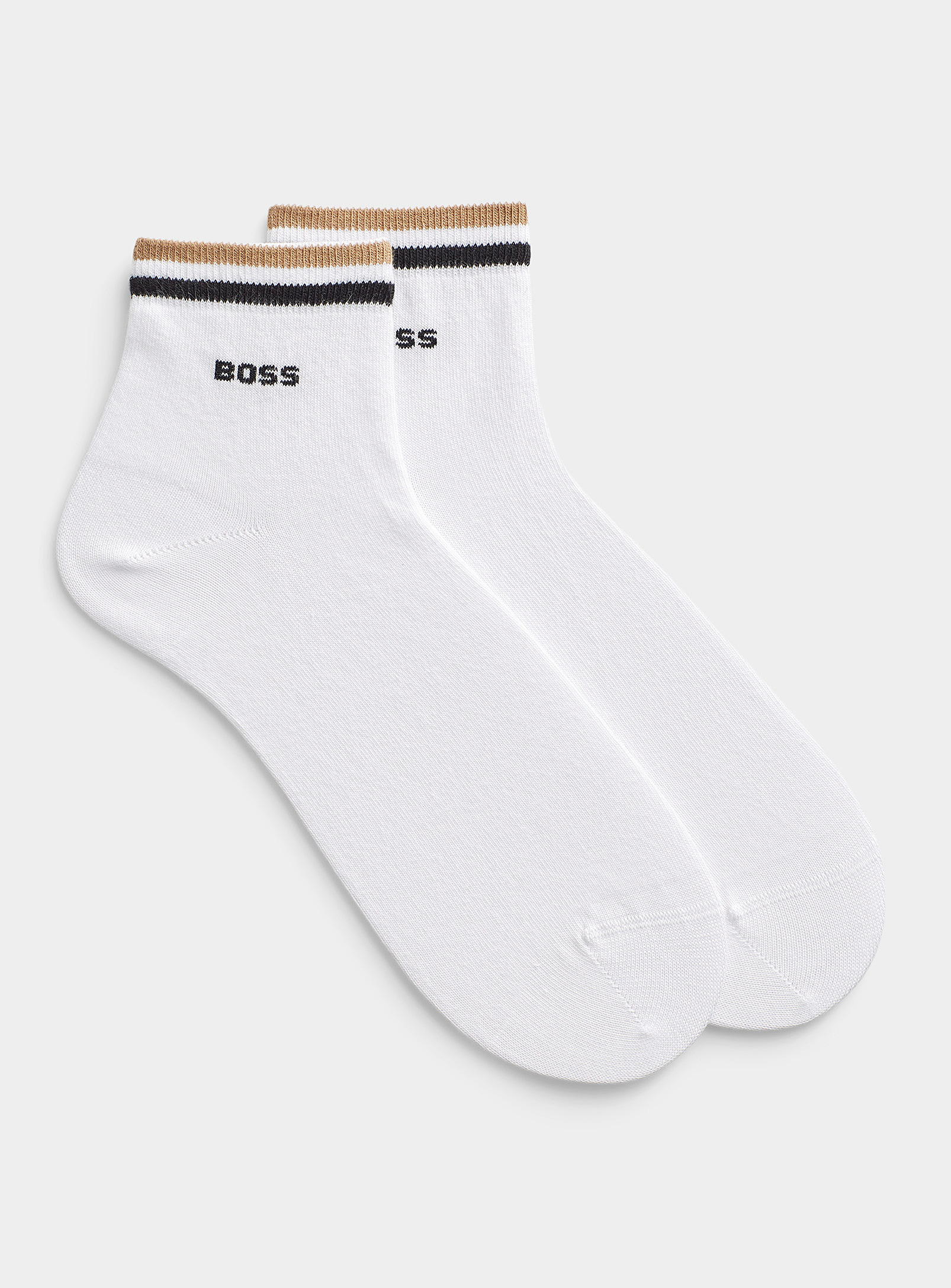 Hugo Boss Lined-trim White Ped Socks 2-pack