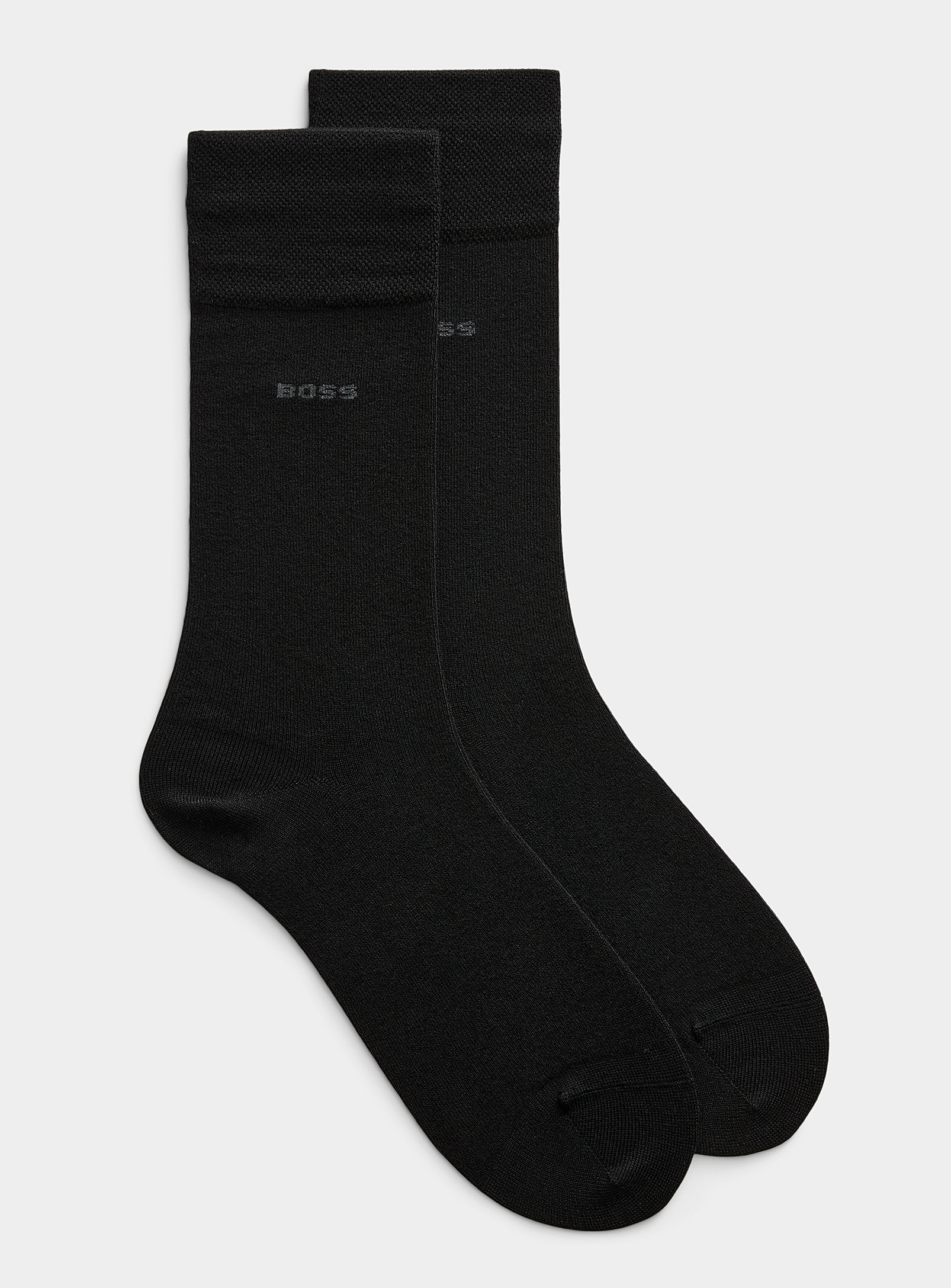 Hugo Boss Solid Bamboo And Viscose Socks 2-pack In Black