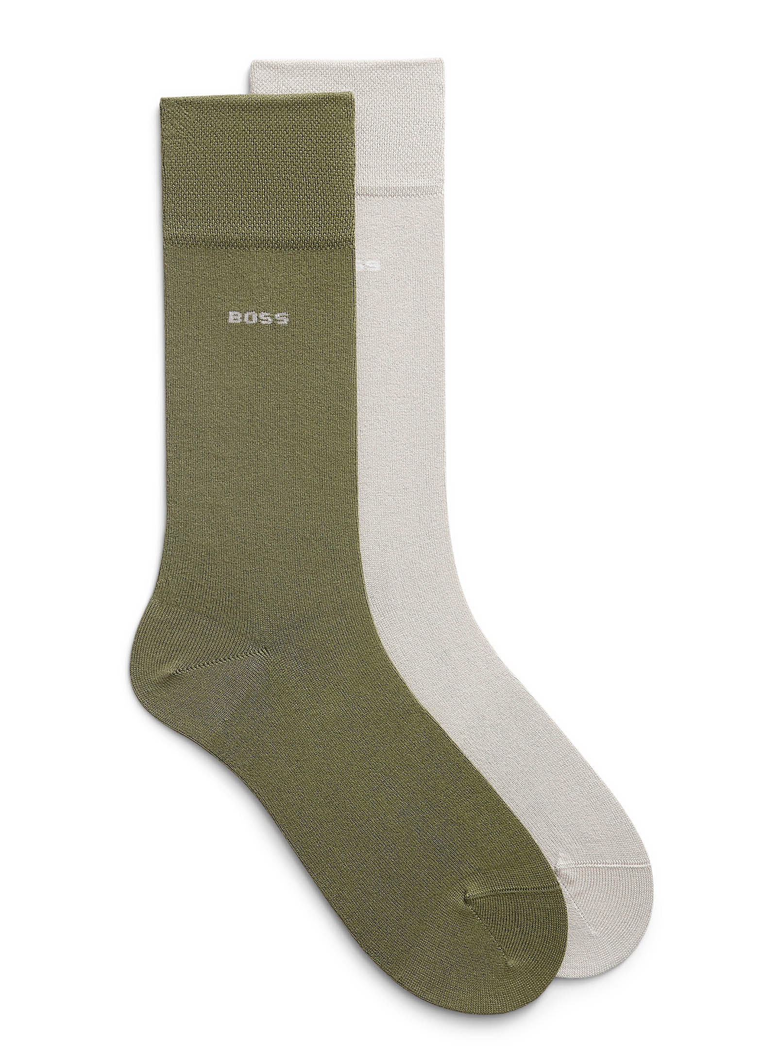 Hugo Boss Solid Bamboo And Viscose Socks 2-pack In Green