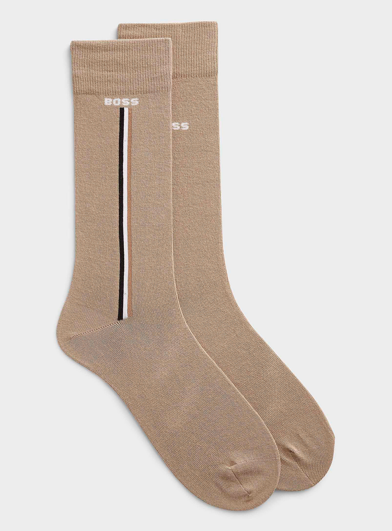 Hugo Boss Iconic Stripe Dress Socks 2-pack In Neutral