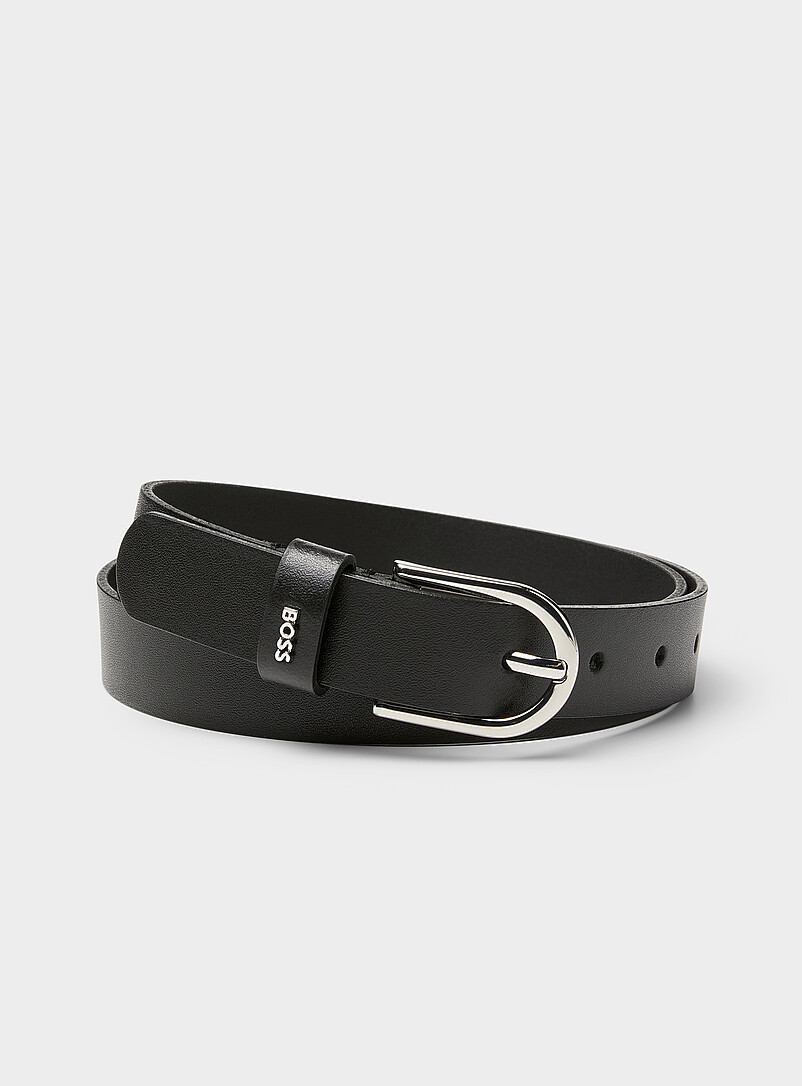 Silver D-Buckle Leather Belt