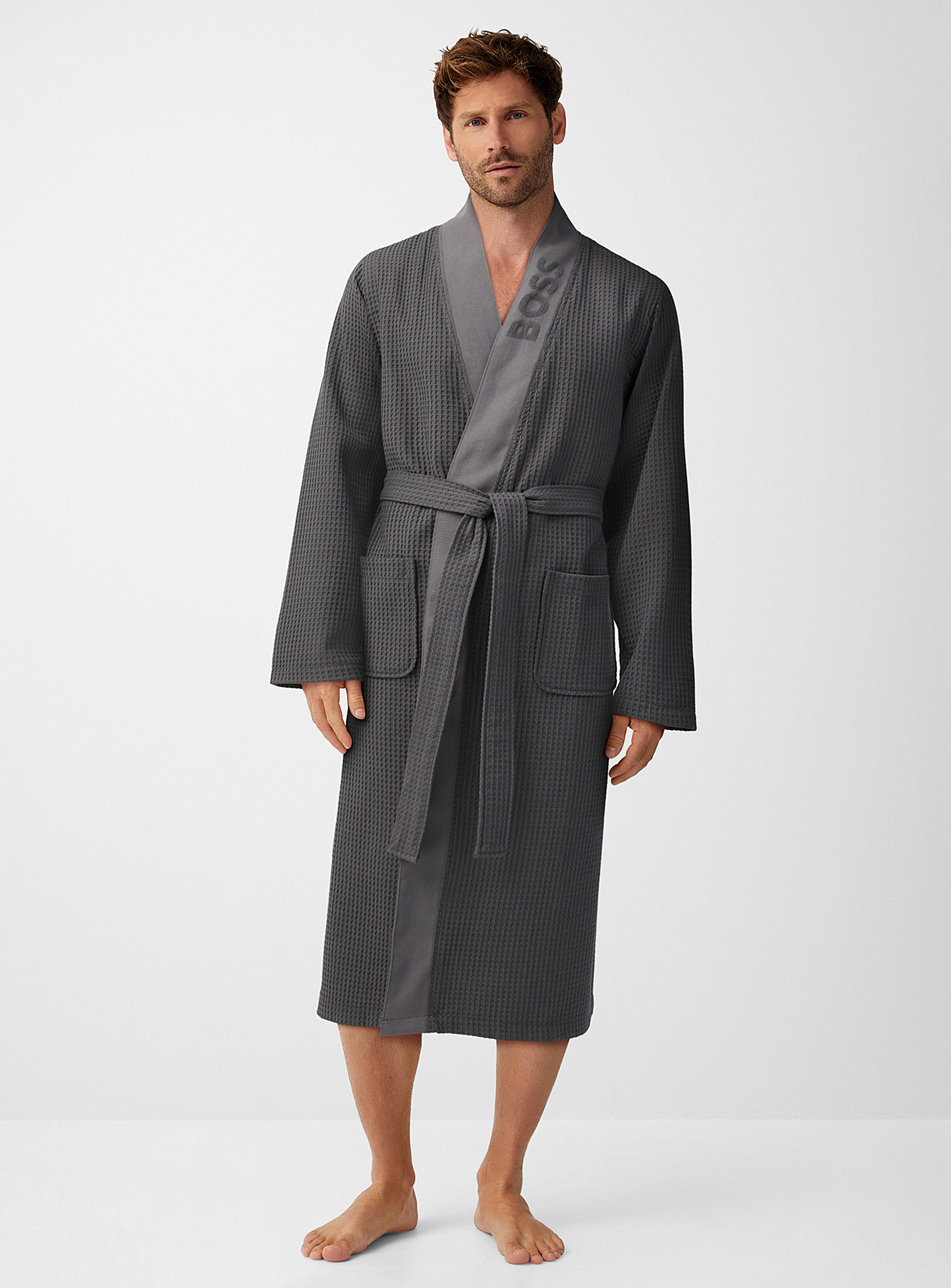 N/a Hugo Boss Grey Waffled Robe