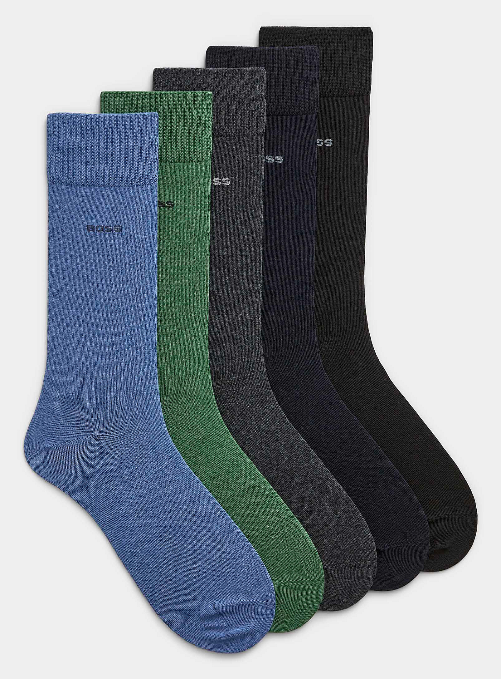 Hugo Boss Solid Dress Socks 5-pack In Assorted