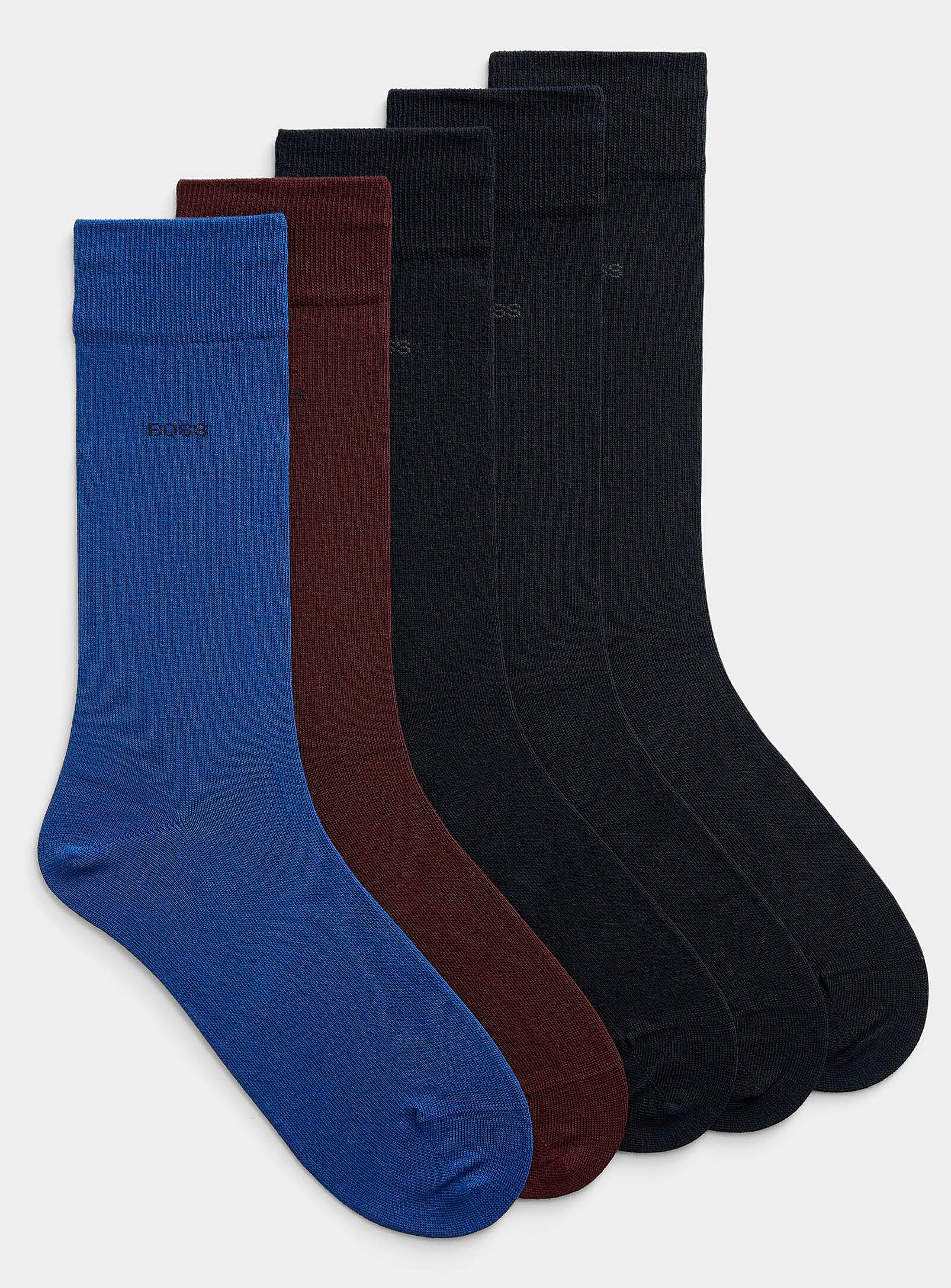 Hugo Boss Fine-knit Solid Socks Set Of 5 In Multi