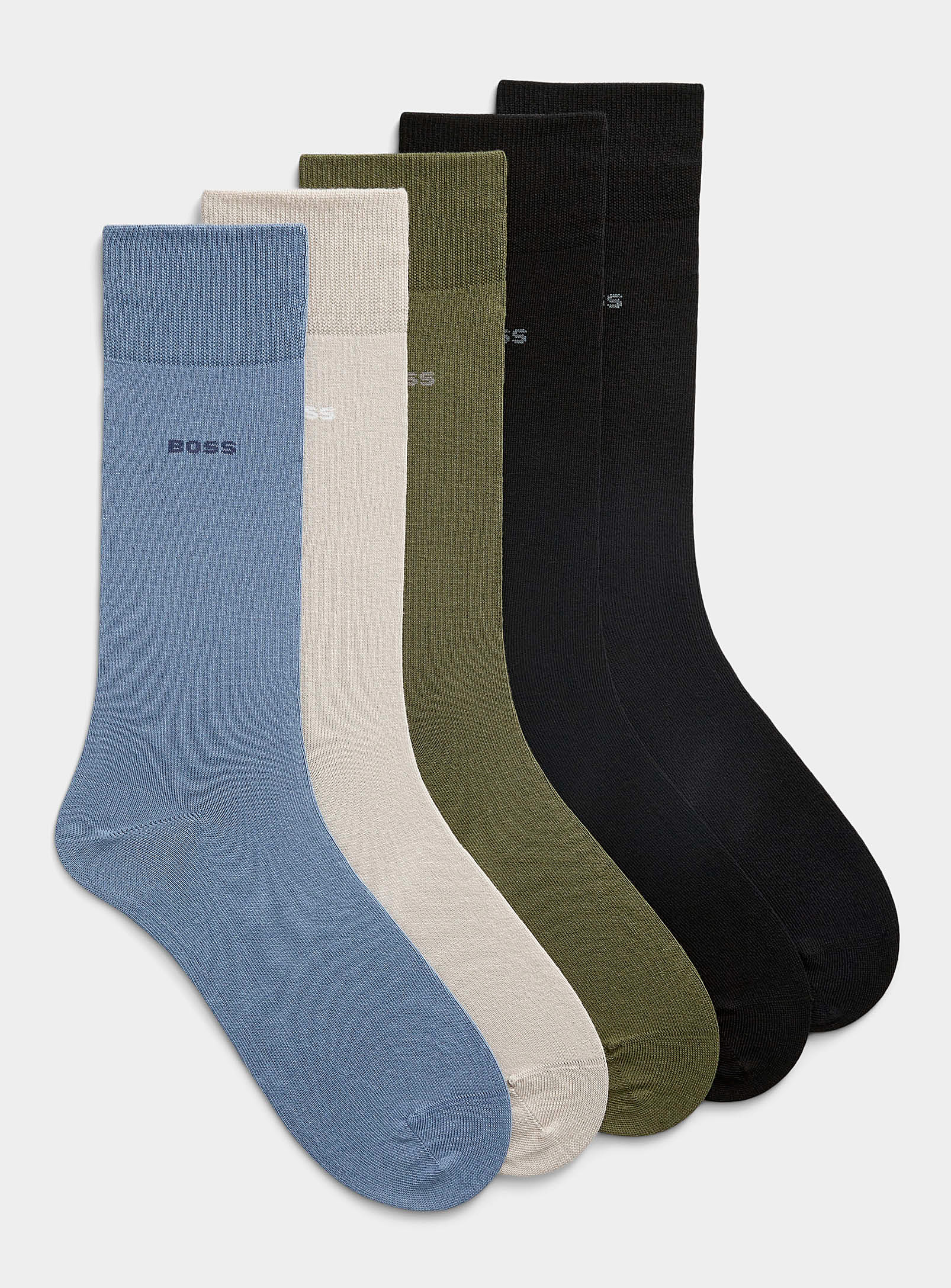 Hugo Boss Neutral Dress Socks Set Of 5 In Multi
