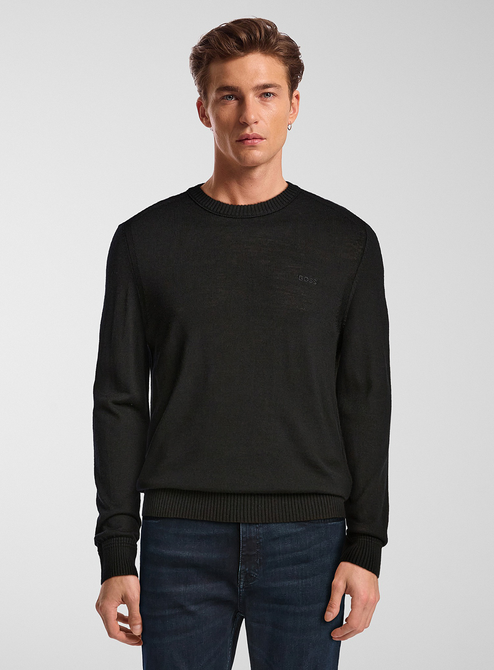 Hugo Boss Avac Minimalist Sweater In Black