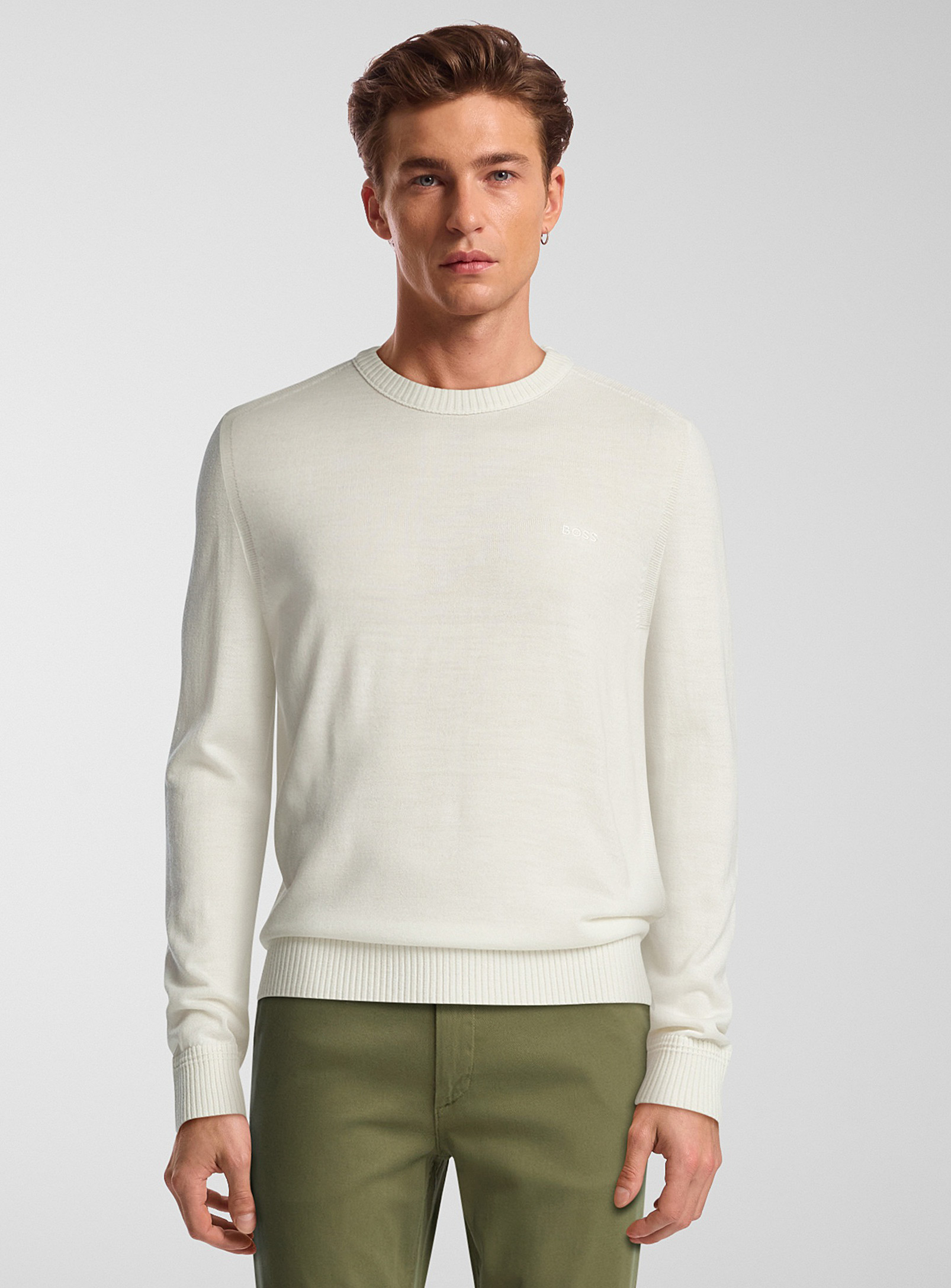 Hugo Boss Avac Minimalist Sweater In White